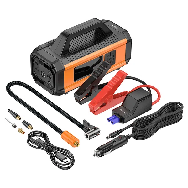 Hoco QS4 Intelligent Air Pump with Emergency Start-Up Power Bank (10000mAh) - Available at AfnoBazar Nepal