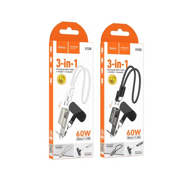 Hoco X126 35cm for iP Experto 30W Phone Holder & Lanyard & Data Cable - Available at AfnoBazar Nepal