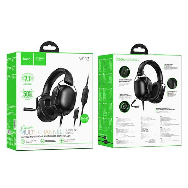 Hoco W113 Dynamic USB7.1 Channel Gaming Headphones - Available at AfnoBazar Nepal