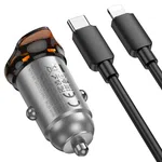 Hoco NZ16A Rigorous 43W Dual Port PD25W+QC3.0 Car Charger Set (C to iP) - Available at AfnoBazar Nepal