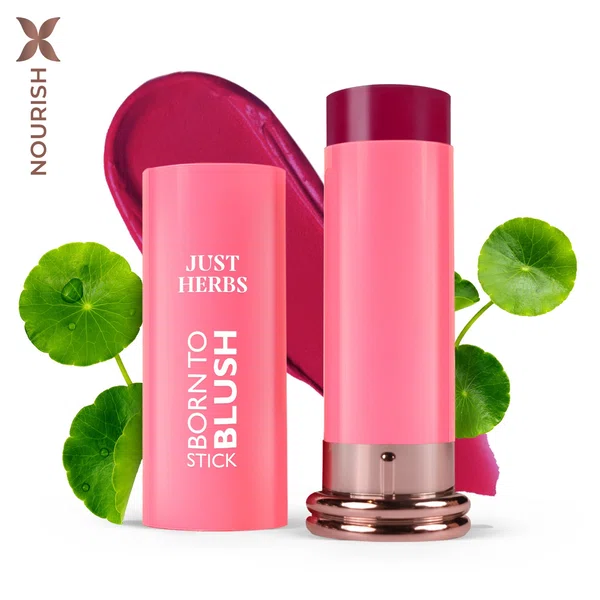 Just Herbs Born To Blush Stick Berry Bloom with Shea Butter and Cica 14g - Available at AfnoBazar Nepal