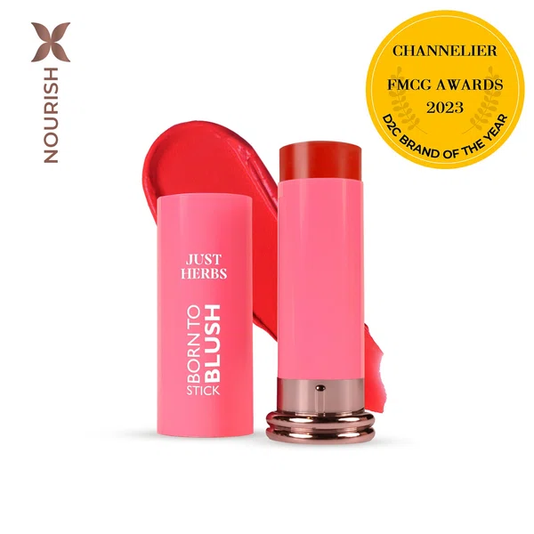 Just Herbs Born To Blush Stick Red Hot with Shea Butter and Cica 14g - Available at AfnoBazar Nepal