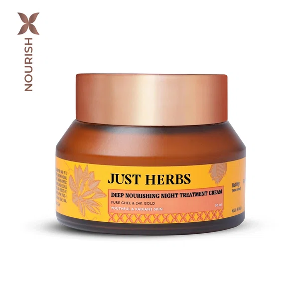 Just Herbs Ghee and 24K Gold Night Cream 50ml - Available at AfnoBazar Nepal