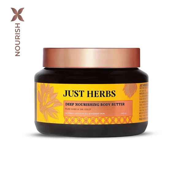 Just Herbs Ghee and 24K Gold Body Butter 250ml - Available at AfnoBazar Nepal