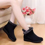 Women's Fur-Trimmed Zip Winter Ankle Boots - Black image 2