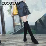 Women's Suede Leather Hoof Heel Boots with Lace-Up Closure and Rubber Sole - Black image 3