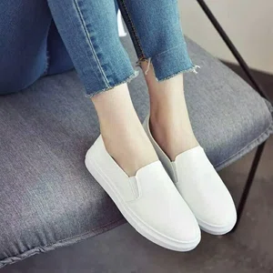 Women's Breathable Platform Sneakers with Slip-On Closure - White