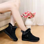 Women's Tassel Flat Platform Winter Boots with Zip Closure - Black image 3