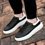 Women's Breathable Lace-Up Casual Sneakers with TPR Sole - Black image 1