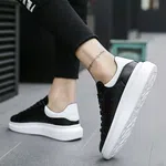 Women's Breathable Lace-Up Casual Sneakers with TPR Sole - Black image 3