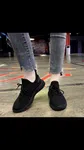 Women's Breathable Lace-Up Sneakers with TPR Sole - Black image 4