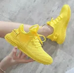 Women's Breathable Lace-Up Sneakers with Lace-Up Front - Yellow image 1