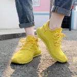 Women's Breathable Lace-Up Sneakers with Lace-Up Front - Yellow image 5