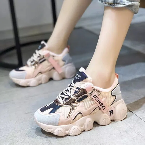 Women's Breathable Lace-Up Casual Sneakers - Multicolor