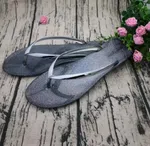 Women's Soft Flat Sandals - Black and Silver image 1