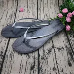 Women's Soft Flat Sandals - Black and Silver image 2