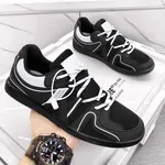 Women's Mesh Low-Top Sneakers with Contrast Piping - Black image 2