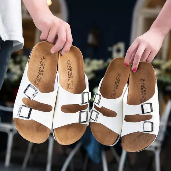 Women's Korean Style Double Strap Sandals - White