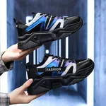 Women's Chunky Running Sneakers with Iridescent Panels - Black and Blue image 3