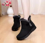 Women's Flat Ankle Snow Boots - Black and Coffee image 1