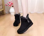 Women's Flat Ankle Snow Boots - Black and Coffee image 2