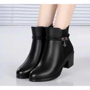 Women's Leather Ankle Boots with High Heel