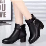 Women's Leather Ankle Boots with High Heel image 4