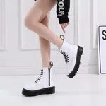 Women's Platform Ankle Boots with 9 cm Heel - Beige image 3