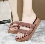 Women's Platform Beach Slide Sandals - Black and Brown image 2