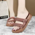 Women's Platform Beach Slide Sandals - Black and Brown image 1
