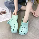 Women's Platform Beach Clog Sandals - Cream, Light Blue, Pink and White image 5