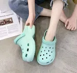 Women's Platform Beach Clog Sandals - Cream, Light Blue, Pink and White image 4