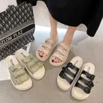 Women's Buckle Thick Sole Beach Slides - Beige image 4