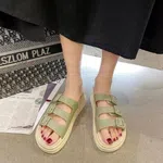 Women's Buckle Thick Sole Beach Slides - Light Green image 2