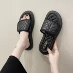 Women's Plaid Leather Platform Slides image 1