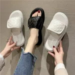 Women's Plaid Leather Platform Slides image 3