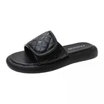 Women's Plaid Leather Platform Slides image 2