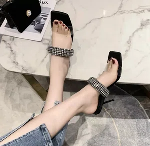 Women's Transparent Rhinestone Slingback Heels