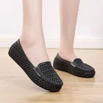 Women's Hollow Jelly Slip-On Flats - Black image 2