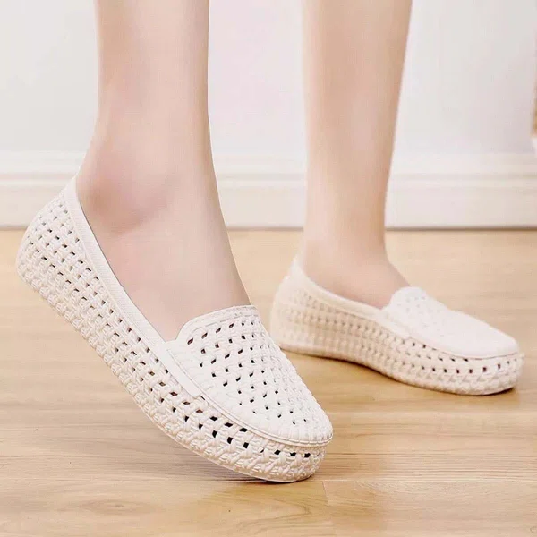 Women's Hollow Jelly Slip-On Flats - White