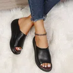 Women's Thick Sole Wedge Slide Sandals - Black and White image 3