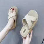 Women's Low Rubber Heel Fabric Sandals image 1