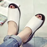 Women's Thick Sole Wedge Slide Sandals - Black, Coffee and Cream image 2