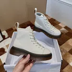 Women's Lace-Up Round Toe Ankle Boots - White image 2