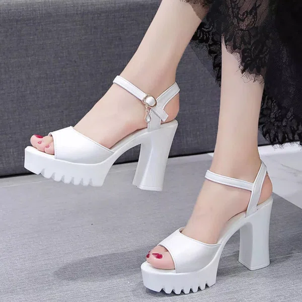 Women's Thick Heel Platform Buckle Strap Sandals