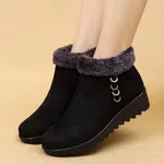 Women's Fur-Lined Slip-On Platform Ankle Boots - Black image 2