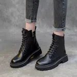 Women's Lace-Up Zip Mid-Calf Platform Boots - Black image 1