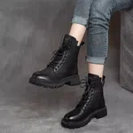 Women's Lace-Up Zip Mid-Calf Platform Boots - Black image 4