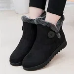 Women's Fur-Lined Slip-On Platform Ankle Boots - Black and Coffee image 1