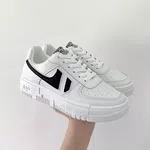 Women's Platform Casual Sneakers - White and Black image 3